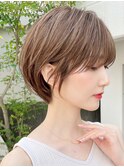 ホワイトグレージュミニウルフデジタルパーマチェリーブラウン