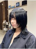 ミディアムウルフカットネオウルフカット顔まわりレイヤーカット