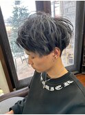 爽やかソフトマッシュハイライト黒髪韓流ナチュラル束感ショート