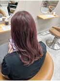 ピンクベージュ　ブリーチなしダブルカラー　春カラー　三宮