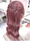 髪の毛リボンハーフツイン