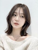 ミシェリー(misherry) #トレンドミディアムレイヤー#シースルーバング#ダークグレー