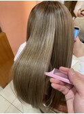 大人可愛い つやカラー 縮毛矯正 ナチュラルブラウン
