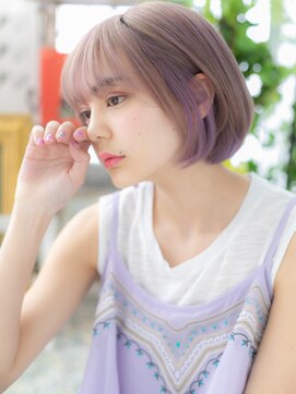 カバーヘアアンドスパ ブリス 浦和(COVER HAIR&SPA bliss) 大人ガーリーラベンダーカラー前下がりボブb浦和10代20代30代