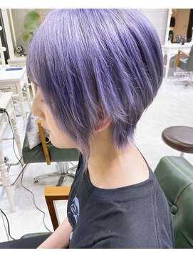 デイズ(days) 束間ショート\くすみブルー\ショートウルフ\グレイアッシュ