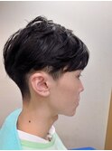 ツーブロックバーバーマッシュ ショート ビジネスマン 学生 黒髪