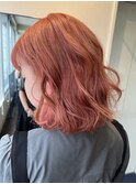 【W_SALON 河原町】ピンクオレンジ/ボブ