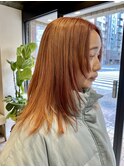 オレンジブラウン×レイヤーカット◎蔵前美容室
