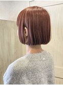 ミルクティーピンク/フルバング切りっぱなしボブ
