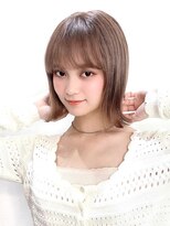 ボブウルフ外国人風カラーココアベージュ透明感20代30代40代