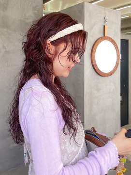 テトヘアー(teto hair) 暖色パーマスパイラルクラゲヘアクラゲウルフコーラルピンク