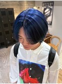 ブルーカラーネイビーブルーブルーシルバーダブルカラーウルフ