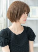 ■マロンベージュAライン小顔丸みショートボブ711越谷30代40代