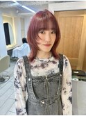 ダブルカラー ブリーチ 顔周りカット ウルフカット