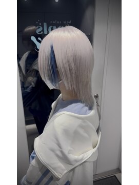 ポプルス(popls) ウルフカット/ホワイトカラー/デザインウルフ/ポイントカラー