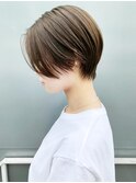 タイトショート_フォギーベージュ耳かけウェーブパーマ_ba294084