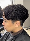 メンズ/アップバング/ツーブロックマッシュ/束間ショート/波巻き