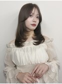 韓国ヘア/顔周りカット/レイヤーカット/ベージュ/ロング