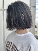 ハイライトカラー ハイライト モテ髪 外ハネボブ