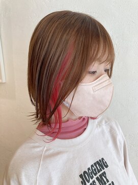 アロマ ヘアルーム 池袋店(AROMA hair room) ベビーピンクインナーカラーハイライトくびれヘア/池袋/池袋西口