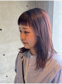 pink×オン眉バング
