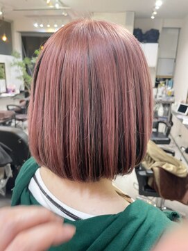 グーフィートーキョー 銀座(Goofy Tokyo) Goofy銀座/逆インナーカラー/前髪ありボブ/ピンクベージュ