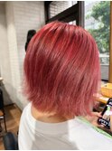 20代30代ソフトウルフ肩ラインダブルカラーピンクカラー