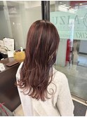 白髪ぼかしハイライト ボルドーカラー