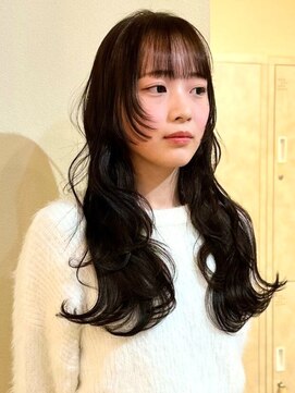 グリッター 仙台中央店(GRITTERs) 姫カットレイヤー 暗めグレージュ ゆる巻きロング 20代