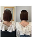 ぱつっとボブでコンパクトなシルエットに◎