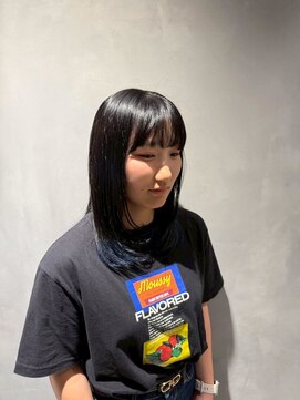 ヘアー ワークス ボナ 前橋店(HAIR WORKS bona.) さりげないおしゃれが可愛い◎ブルー×裾カラー