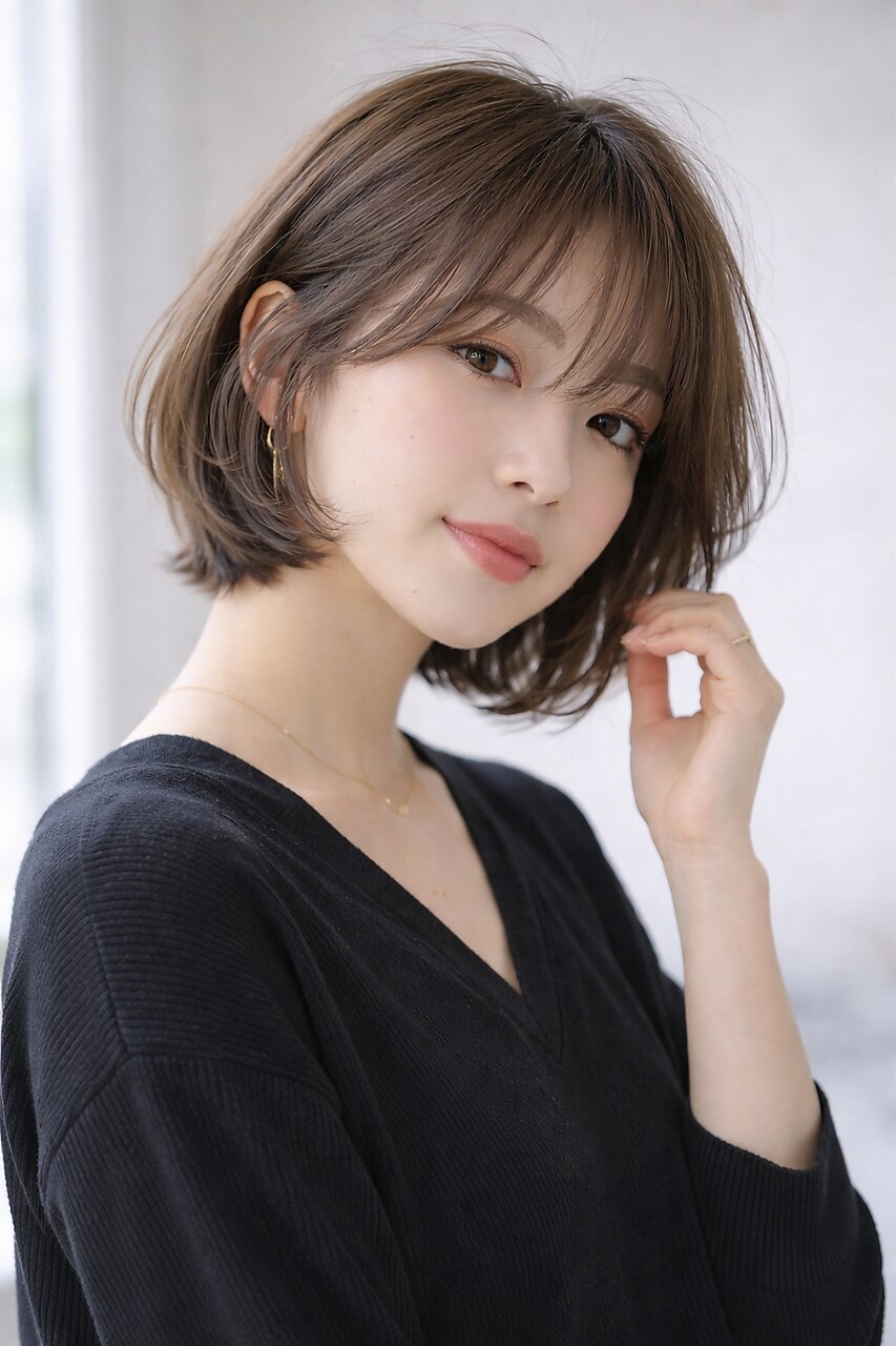 人毛ショート　ダークブラウン 前髪なし　未使用 大人っぽくきまる「前髪なし」のショートヘアスタイル【おすすめ14選