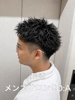 コア(CO:A) スパイキーパーマ メンズショート造作ツーブロック眉毛メンズ