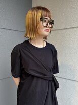 ヘアーアイストゥーレ(HAIR ICI TRE)&nbsp;ブリーチカラー　ローライト　デザインカラー　ボブ　夏カラー
