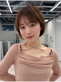 ショートボブ 丸みボブ ベージュカラー