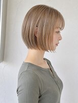 ダブル(W)&nbsp;透明感ミルクティーベージュ/ショートボブ/顔まわりカット