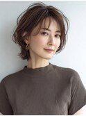 白髪ぼかし脱白髪染め似合わせショートボブ40代50代60代