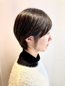 ヘアーライズ 池袋東口店(hair RISE) 耳掛けショートシースルーバングツヤツヤショート