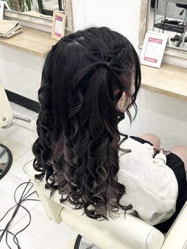 プティクローシェ バイ クオーレ(petite cloche by CUORE) 【量産型】髪リボン編み込みハーフツイン