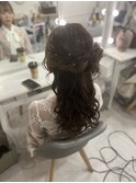 サイドお団子ハーフアップ