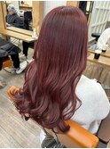 チェリーブラウン　レッドブラウン　レイヤーカット