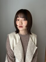 ミディアムレイヤー/顔まわりカット/オージュアカラー