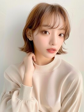 クラン 岡本(Chlan) 外ハネセミディ 小顔シースルーバング シアーベージュ