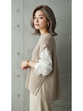 フルショウ 苦楽園店(FURUSHO) 上品ハイトーン×くびれミディアム　外ハネボブディ