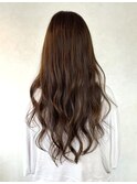 【髪質改善オイルカラー・ピンクベージュ・ロングウェーブ】