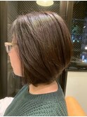 内田有紀風オリーブグレージュ レイヤーボブ