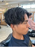 センターパートゆるめスパイラル