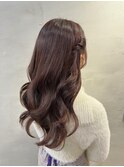 パープルグレージュブリーチなしカラーハーフツイン 渋谷エジリ
