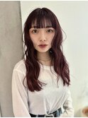 【YOKE】ワインレッドチェリーレッド暖色パーマ風ワイドバング