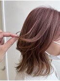 大人可愛い丸みボブピンクラベンダーベージュベビーピンク